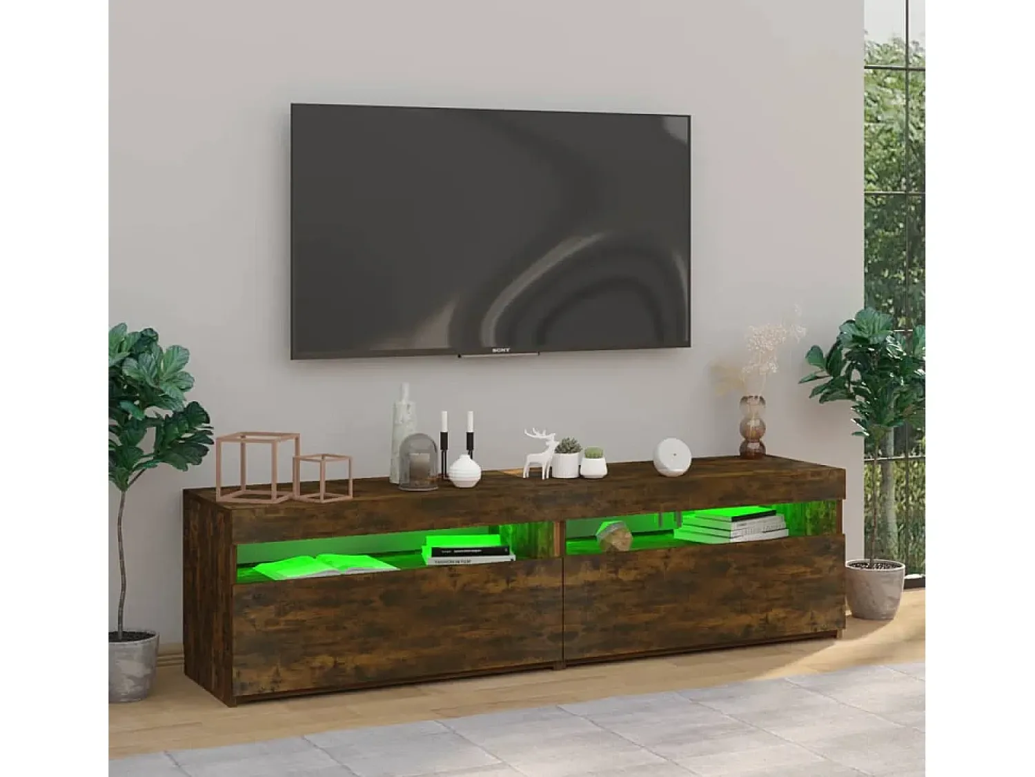 Sale Móvel de TV com luzes LED 2 pcs 75x35x40 cm carvalho fumado PT493978 Castanho