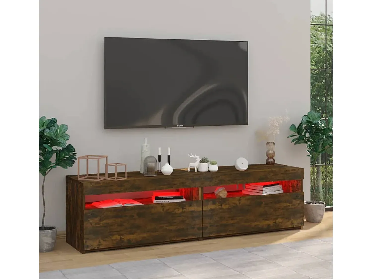 Sale Móvel de TV com luzes LED 2 pcs 75x35x40 cm carvalho fumado PT493978 Castanho