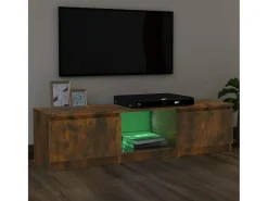 Móvel De Tv* Móvel de TV com luzes LED 140x40x35,5 cm carvalho fumado PT208112 Castanho