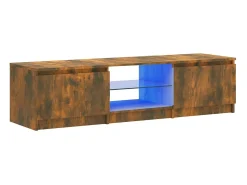 Móvel De Tv* Móvel de TV com luzes LED 140x40x35,5 cm carvalho fumado PT208112 Castanho