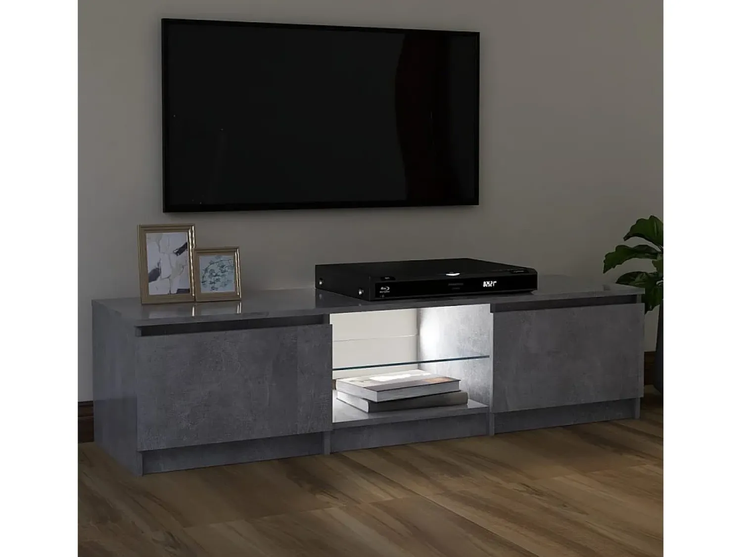 Móvel De Tv* Móvel de TV com luzes LED 120x30x35,5 cm cimento PT433194 Cinzento