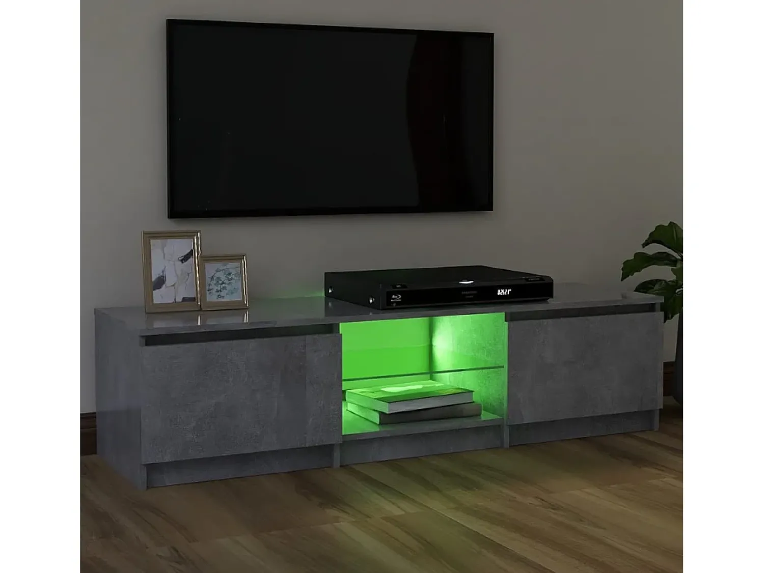Móvel De Tv* Móvel de TV com luzes LED 120x30x35,5 cm cimento PT433194 Cinzento