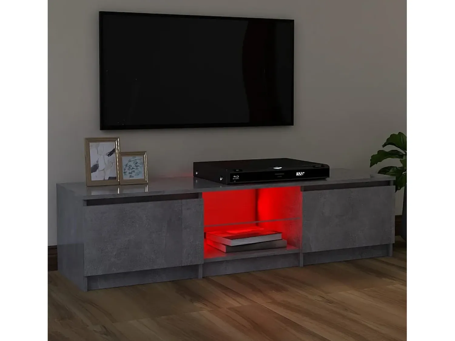 Móvel De Tv* Móvel de TV com luzes LED 120x30x35,5 cm cimento PT433194 Cinzento
