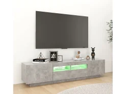 Móvel de TV com luzes LED 180x35x40 cm cimento PT400541^ Móvel De Tv