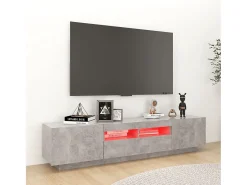 Móvel de TV com luzes LED 180x35x40 cm cimento PT400541^ Móvel De Tv