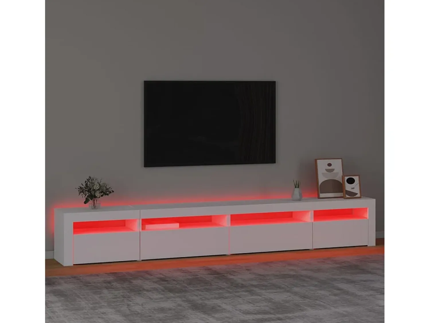 Móvel De Tv* Móvel de TV com luzes LED 270x35x40 cm PT305708 Branco