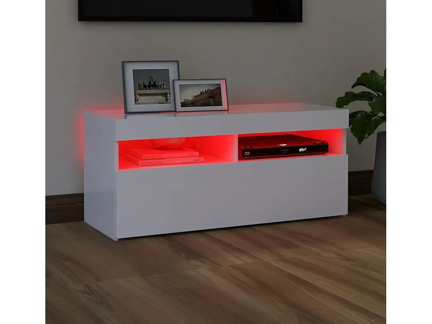 Móvel De Tv* Móvel de TV com luzes LED 90x35x40 cm PT800716 Branco