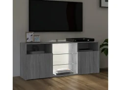 Móvel De Tv| Móvel de TV com luzes LED 120x30x50 cm sonoma PT215399 Cinzento
