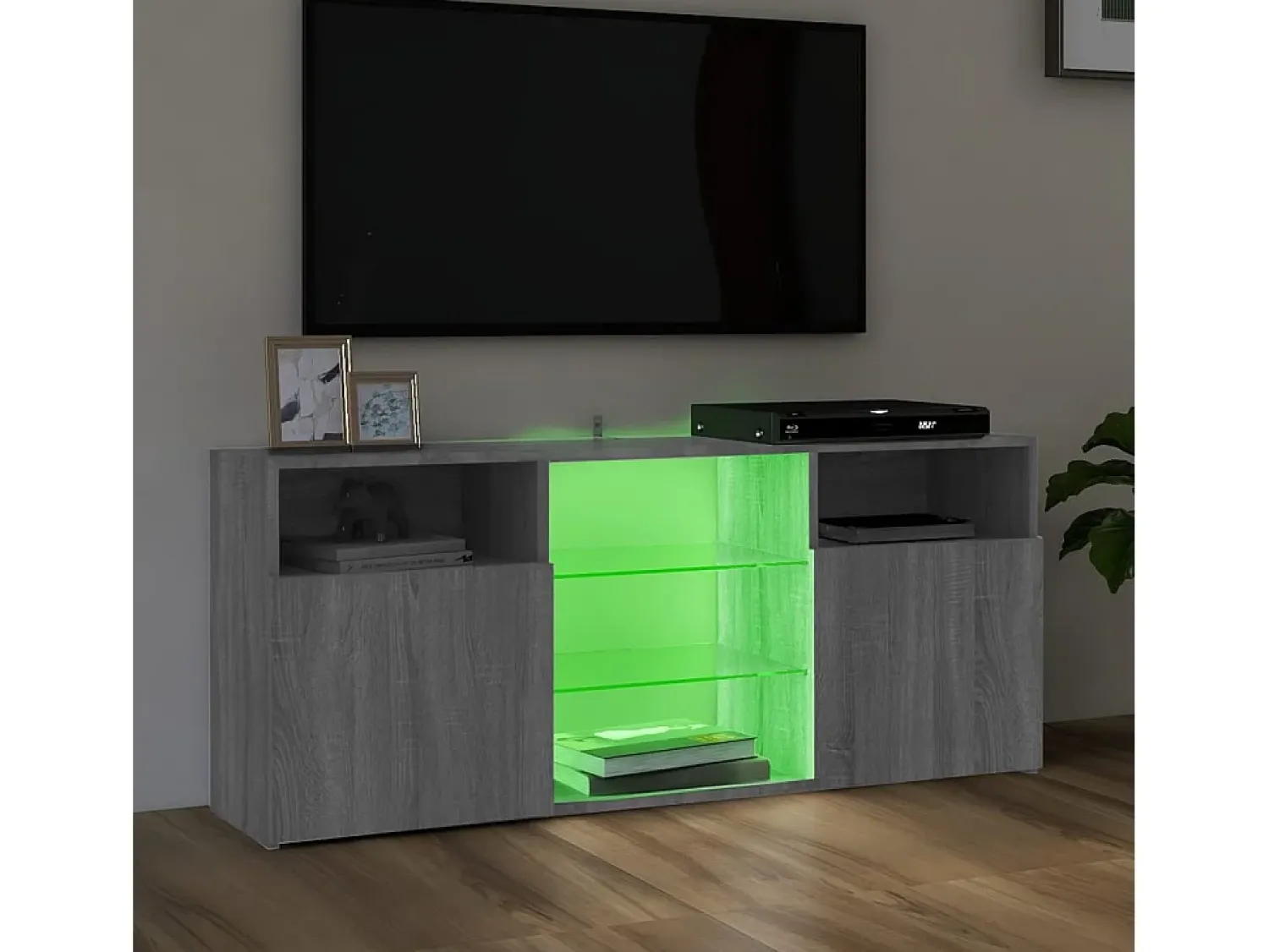 Móvel De Tv| Móvel de TV com luzes LED 120x30x50 cm sonoma PT215399 Cinzento
