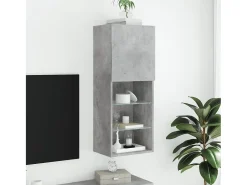 Clearance Móvel de TV com luzes LED 40,5x30x102 cm cimento PT249844 Cinzento