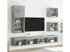 Clearance Móvel de TV com luzes LED 40,5x30x102 cm cimento PT249844 Cinzento