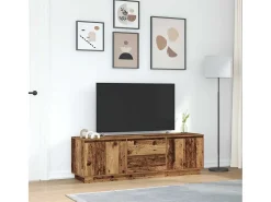 vidaxl Móvel de TV com luzes LED 160,5x41x50 cm madeira velha^ Móvel De Tv