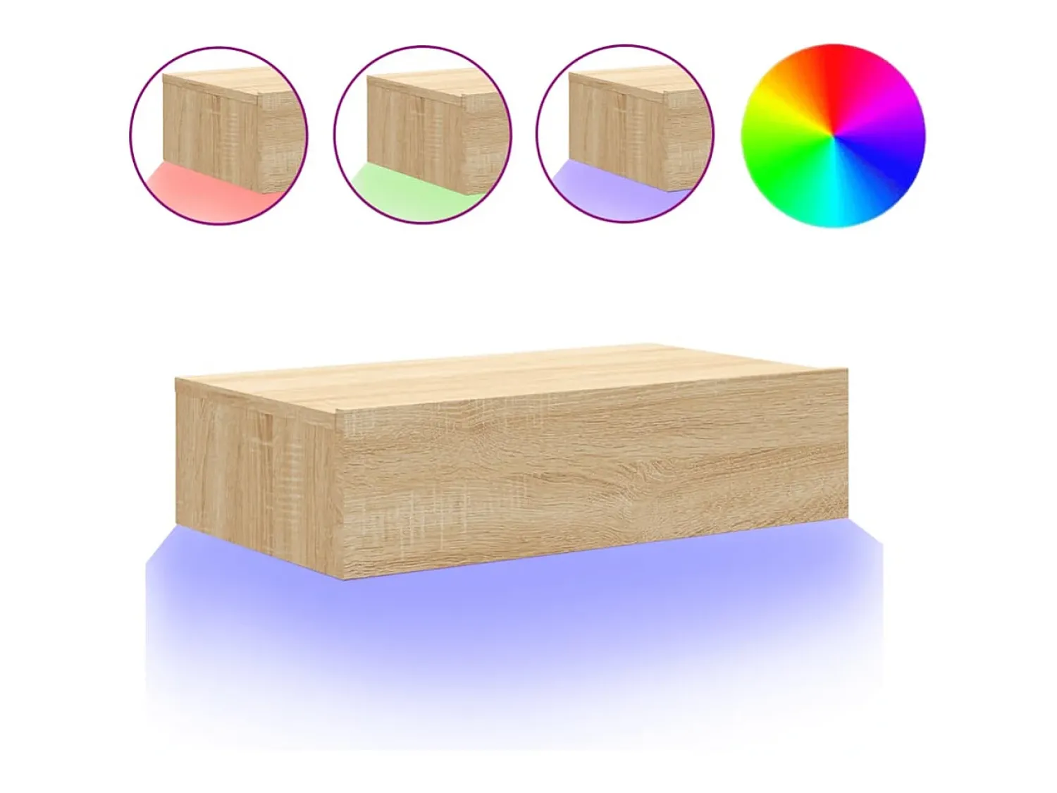 Móvel De Tv* Móvel de TV com luzes LED 60x35x15,5 cm carvalho sonoma PT378597 Castanho