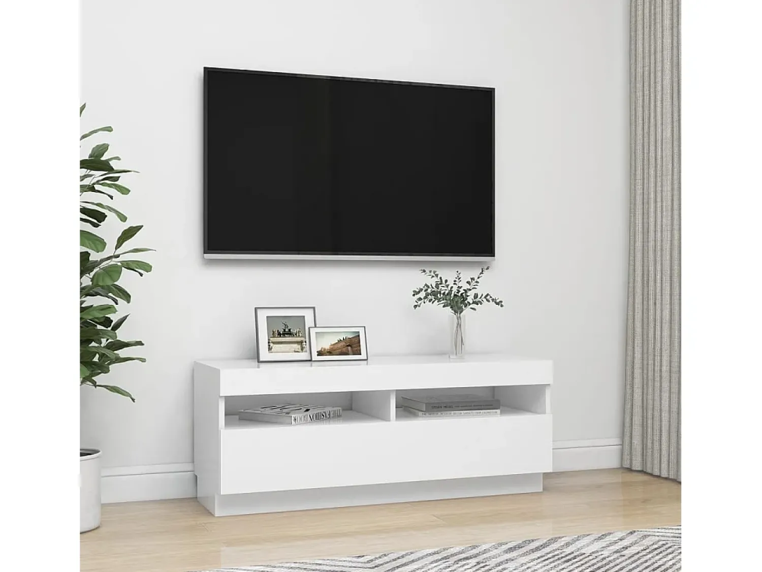 Móvel De Tv* Móvel de TV com luzes LED 100x35x40 cm PT543122 Branco