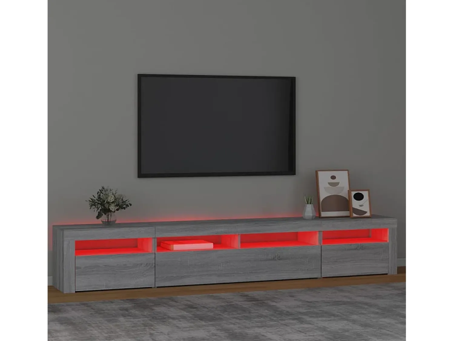 Sale Móvel de TV com luzes LED 240x35x40 cm sonoma cinza PT444999 Cinzento
