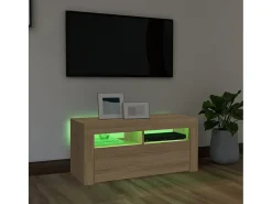 Móvel de TV com luzes LED 90x35x40 cm carvalho sonoma PT517199^ Móvel De Tv