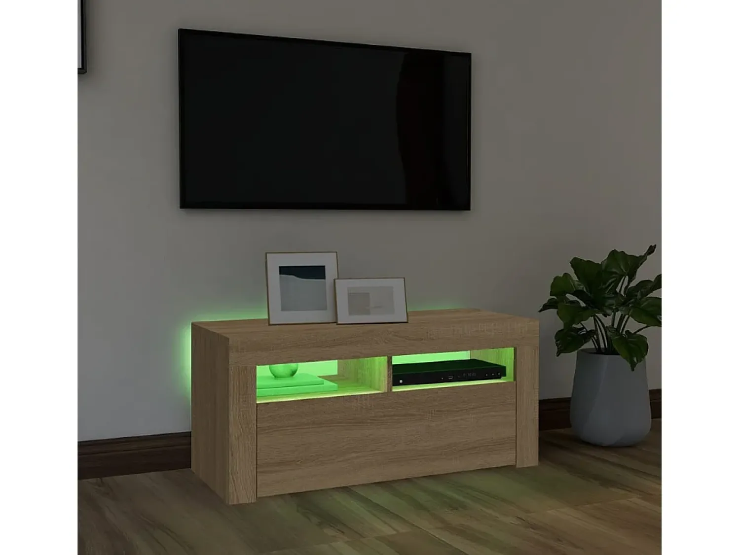 Móvel de TV com luzes LED 90x35x40 cm carvalho sonoma PT517199^ Móvel De Tv