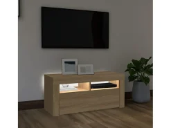 Móvel de TV com luzes LED 90x35x40 cm carvalho sonoma PT517199^ Móvel De Tv