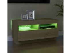 Móvel De Tv* Móvel de TV com luzes LED 80x35x40 cm carvalho sonoma PT689814 Castanho