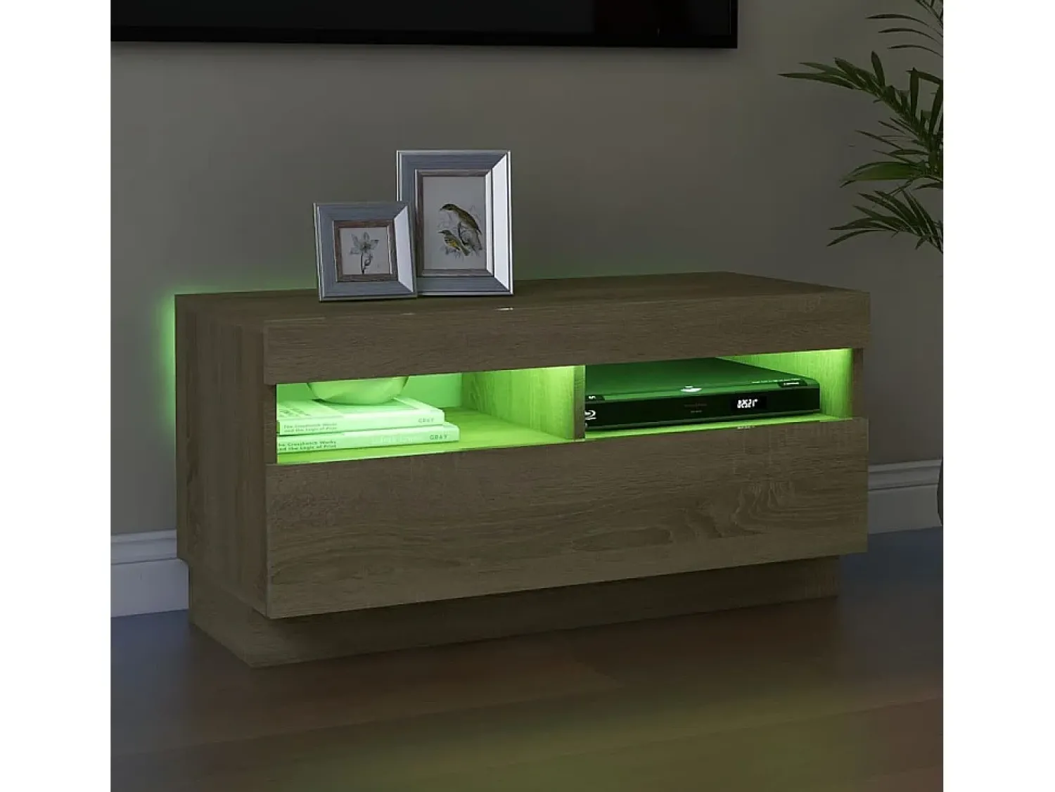 Móvel De Tv* Móvel de TV com luzes LED 80x35x40 cm carvalho sonoma PT689814 Castanho