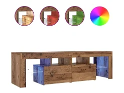 Outlet vidaxl Móvel de TV com luzes LED derivados de madeira madeira velha Castanho