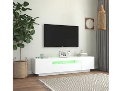 Móvel De Tv| Móvel de TV com luzes LED 160x35x40 cm PT886323 Branco
