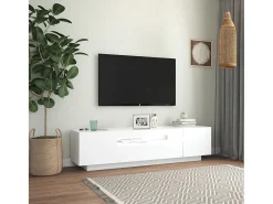 Móvel De Tv| Móvel de TV com luzes LED 160x35x40 cm PT886323 Branco