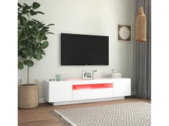 Móvel De Tv| Móvel de TV com luzes LED 160x35x40 cm PT886323 Branco