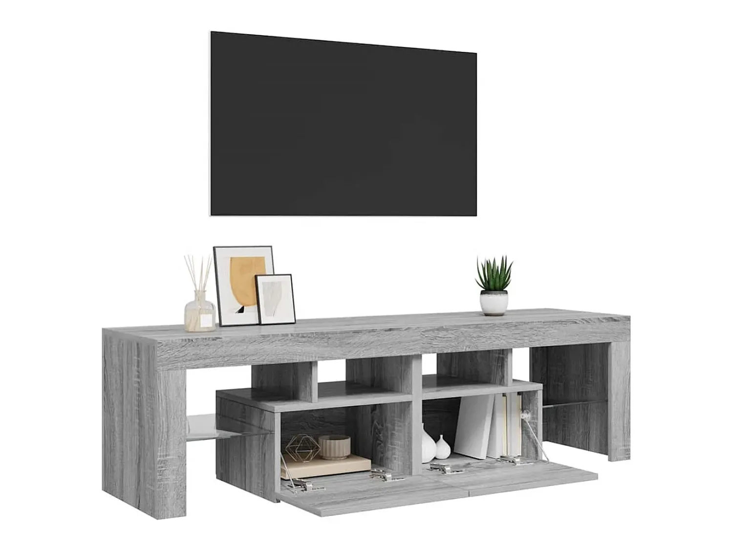 Móvel De Tv*vidaxl Móvel de TV com luzes LED 140x36,5x40 cm sonoma Cinzento