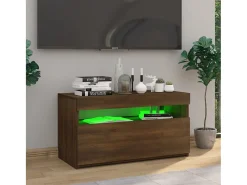 Móvel de TV com luzes LED 75x35x40 cm carvalho PT446528^ Móvel De Tv