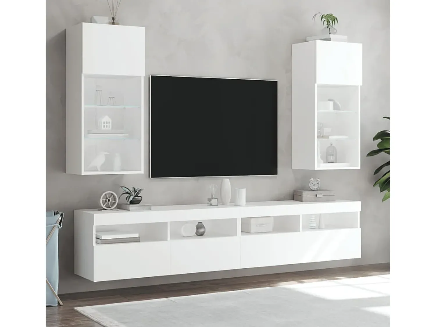 Móvel De Tv* Móvel de TV com luzes LED 40,5x30x90 cm PT987691 Branco