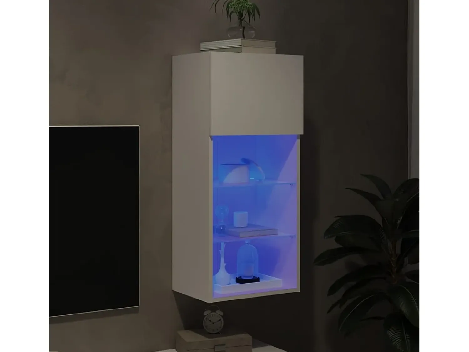 Móvel De Tv* Móvel de TV com luzes LED 40,5x30x90 cm PT987691 Branco