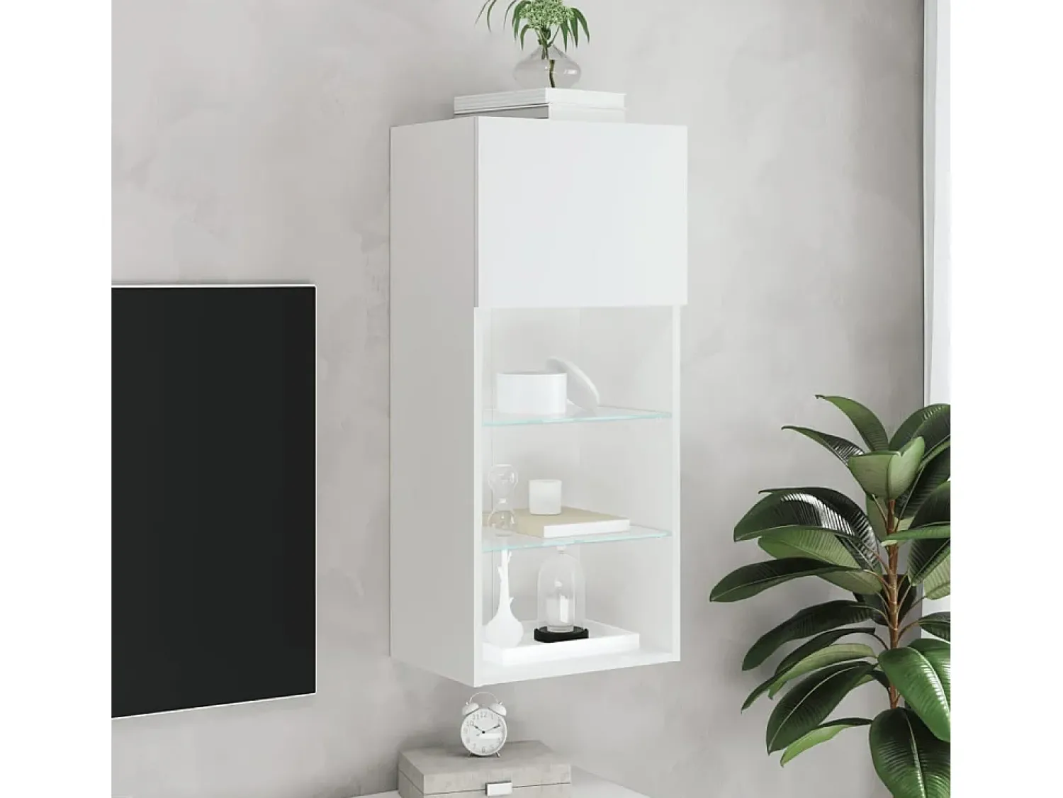 Móvel De Tv* Móvel de TV com luzes LED 40,5x30x90 cm PT987691 Branco