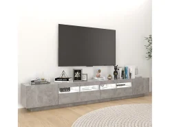 Móvel De Tv* Móvel de TV com luzes LED 260x35x40 cm cimento PT786812 Cinzento