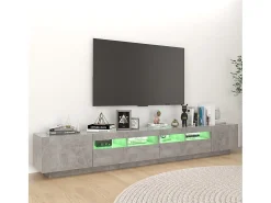 Móvel De Tv* Móvel de TV com luzes LED 260x35x40 cm cimento PT786812 Cinzento