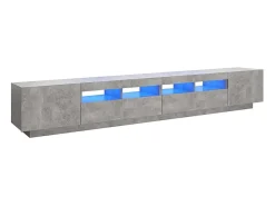 Móvel De Tv* Móvel de TV com luzes LED 260x35x40 cm cimento PT786812 Cinzento