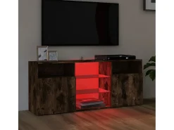 Móvel de TV com luzes LED 120x30x50 cm carvalho fumado PT439648^ Móvel De Tv