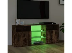 Móvel de TV com luzes LED 120x30x50 cm carvalho fumado PT439648^ Móvel De Tv