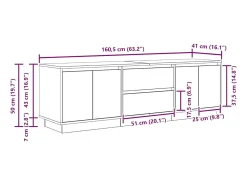 vidaxl Móvel de TV com luzes LED 160,5x41x50 cm carvalho fumado^ Móvel De Tv