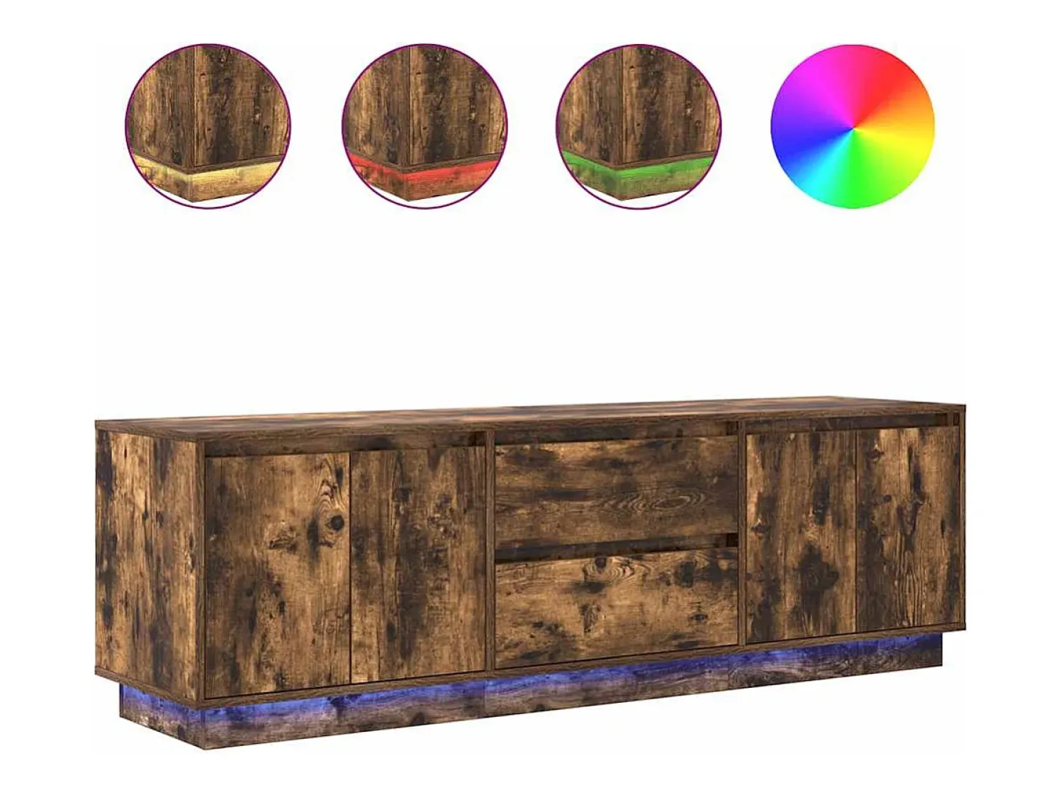 vidaxl Móvel de TV com luzes LED 160,5x41x50 cm carvalho fumado^ Móvel De Tv