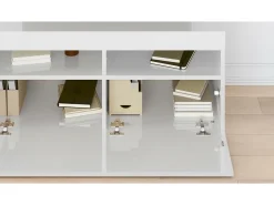Móvel De Tv*vidaxl Móvel de TV com luzes LED 90x35x40 cm brilhante Branco