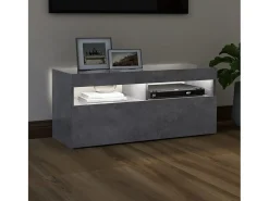 Móvel De Tv| Móvel de TV com luzes LED 90x35x40 cm cimento PT228386 Cinzento