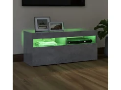 Móvel De Tv| Móvel de TV com luzes LED 90x35x40 cm cimento PT228386 Cinzento