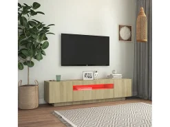 New Móvel de TV com luzes LED 160x35x40 cm carvalho sonoma PT883413 Castanho