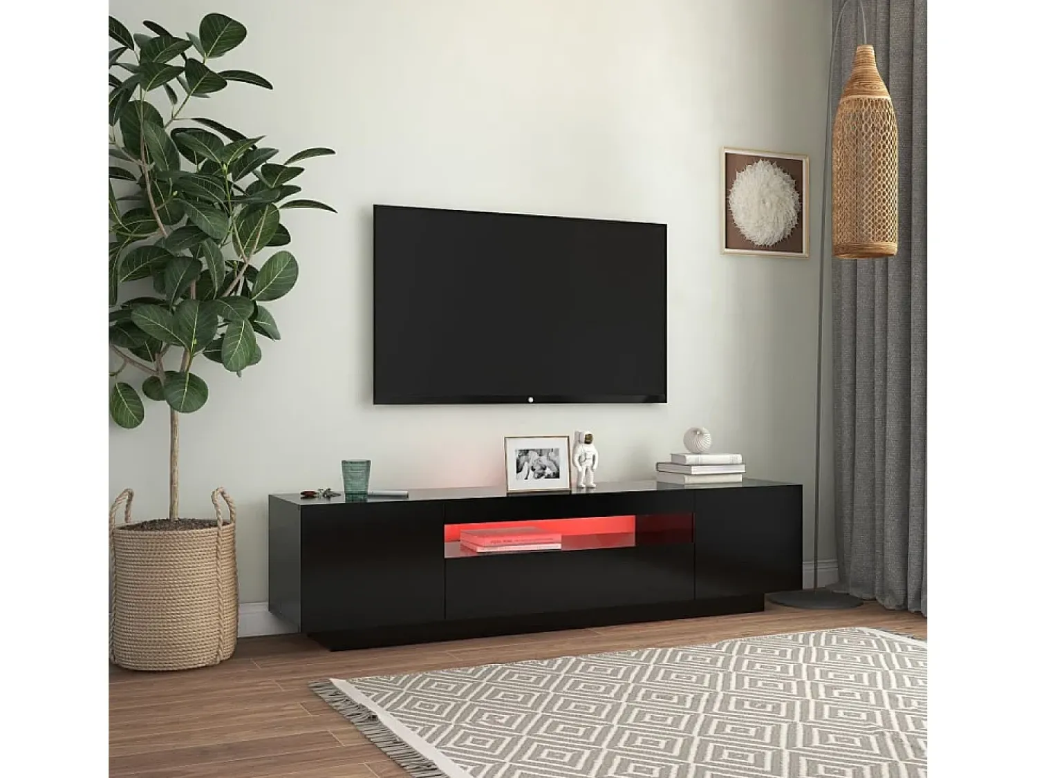 Móvel De Tv* Móvel de TV com luzes LED 160x35x40 cm PT282452 Preto