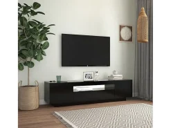 Móvel De Tv* Móvel de TV com luzes LED 160x35x40 cm PT282452 Preto