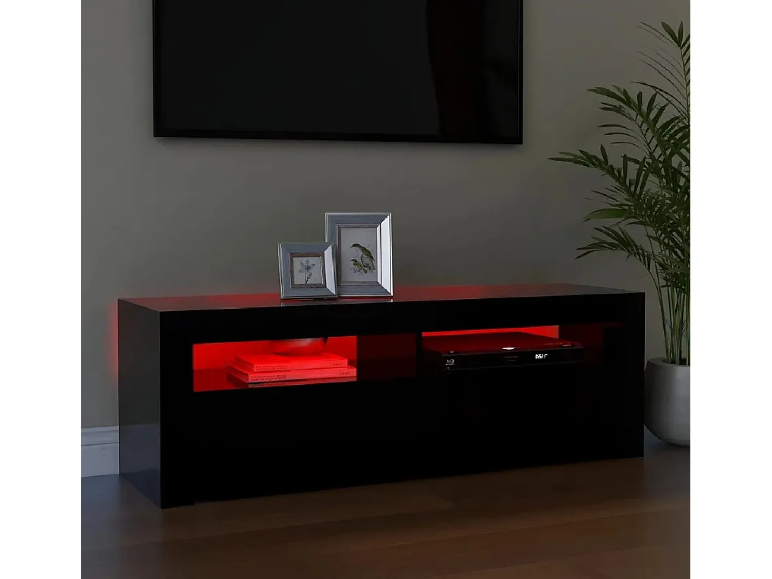 Móvel De Tv* Móvel de TV com luzes LED 120x35x40 cm PT872894 Preto