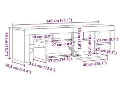 Móvel De Tv|vidaxl Móvel de TV com luzes LED 140x36,5x40 cm cimento Cinzento