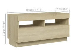 Móvel De Tv*vidaxl Móvel de TV com luzes LED 260x35x40 cm carvalho sonoma Castanho