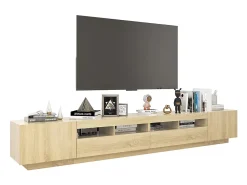 Móvel De Tv*vidaxl Móvel de TV com luzes LED 260x35x40 cm carvalho sonoma Castanho